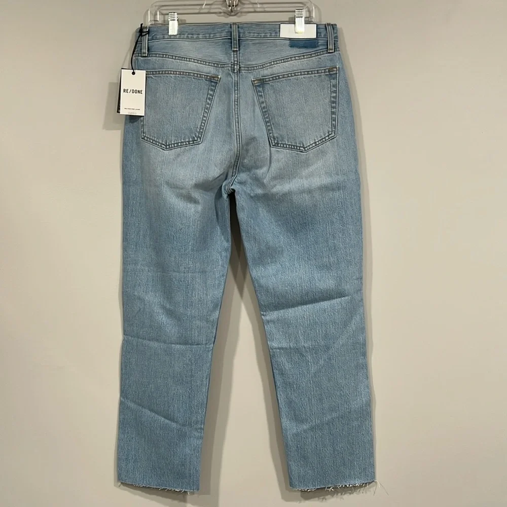 Re/Done Ripped 90s High Rise Loose Light Blue Button Fly Jeans 31 NWT (33”x26”) - Picture 9 of 9